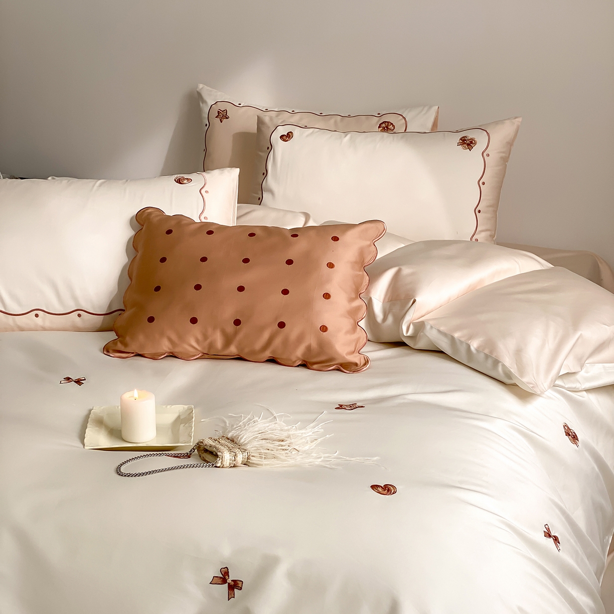 91家纺网 家纺一手货源 找家纺 极简 2026新款100s长绒棉刺绣四件套-香榭雅绣 香榭雅绣-白