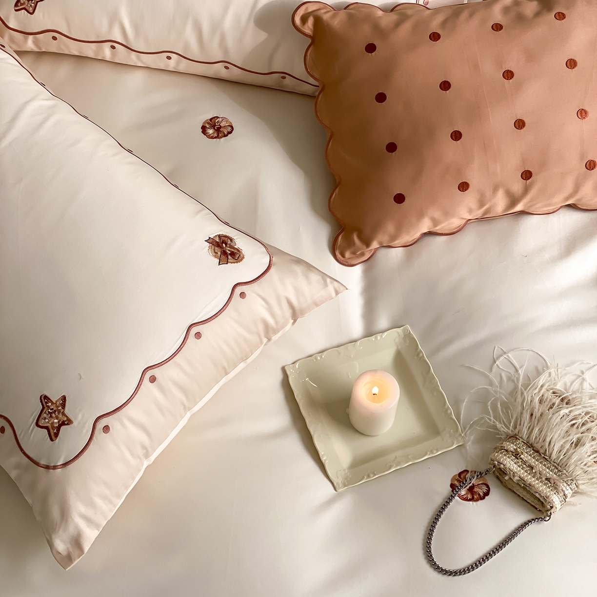 91家纺网 家纺一手货源 找家纺 极简 2026新款100s长绒棉刺绣四件套-香榭雅绣 香榭雅绣-白