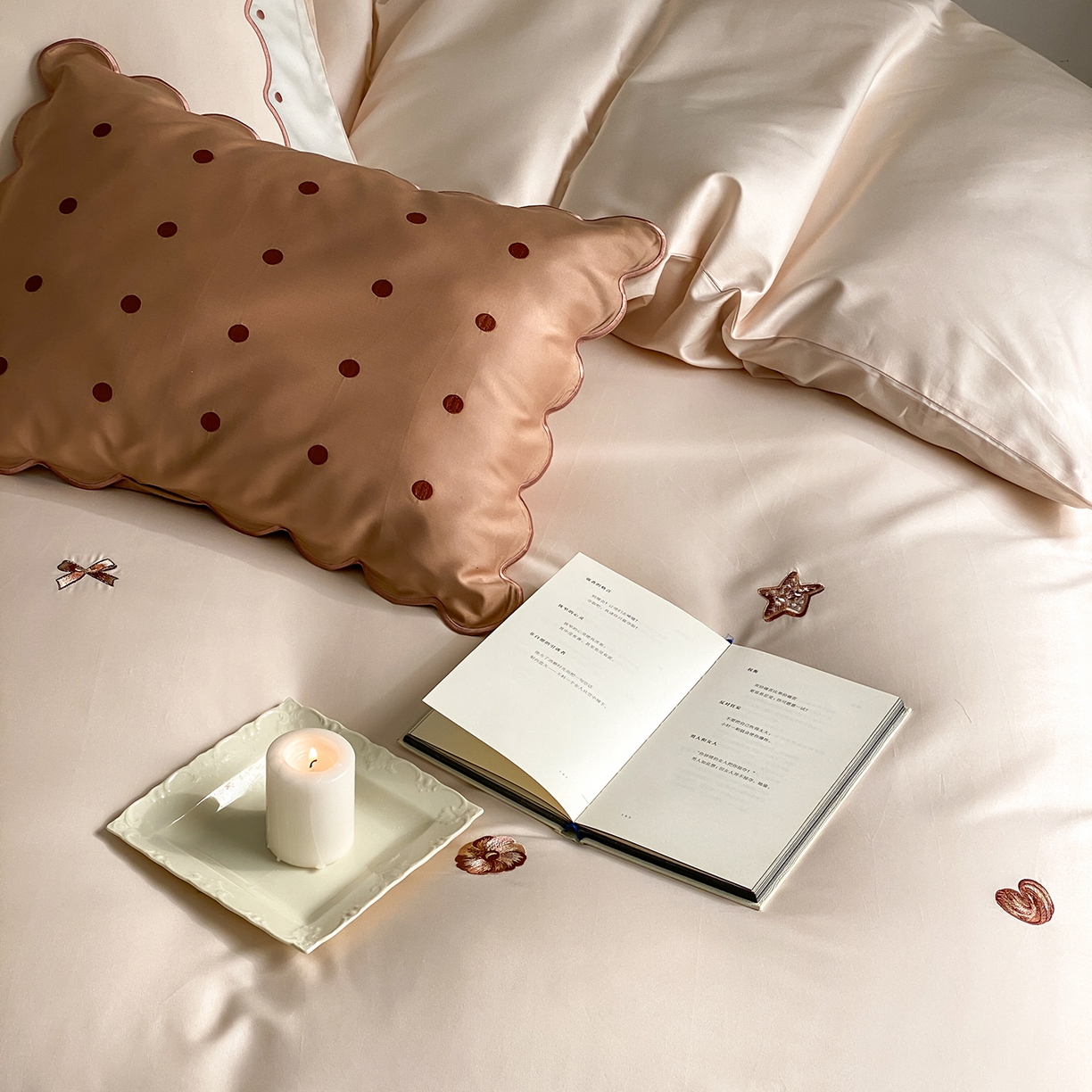 91家纺网 家纺一手货源 找家纺 极简 2026新款100s长绒棉刺绣四件套-香榭雅绣 香榭雅绣-咖