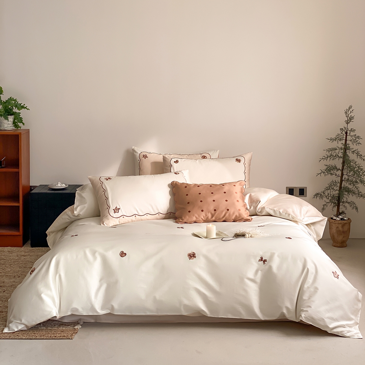 91家纺网 家纺一手货源 找家纺 极简 2026新款100s长绒棉刺绣四件套-香榭雅绣 香榭雅绣-白