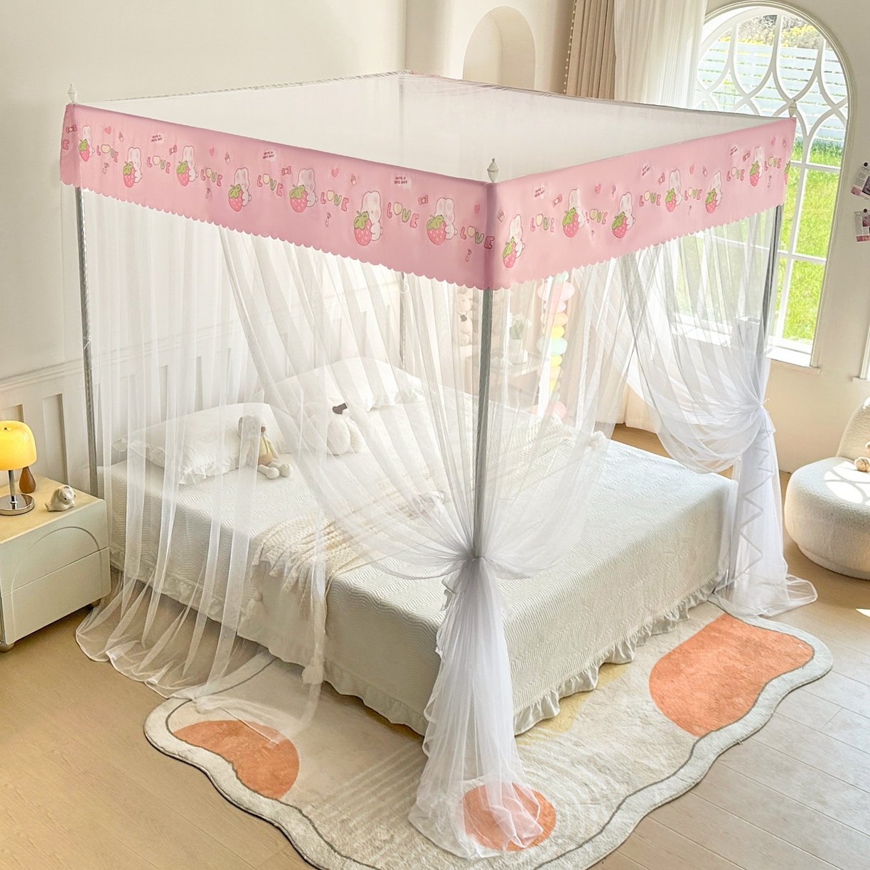 91家纺网 家纺一手货源 找家纺 （总）初心家纺 2026新款宫廷落地印花款蚊帐-场景二