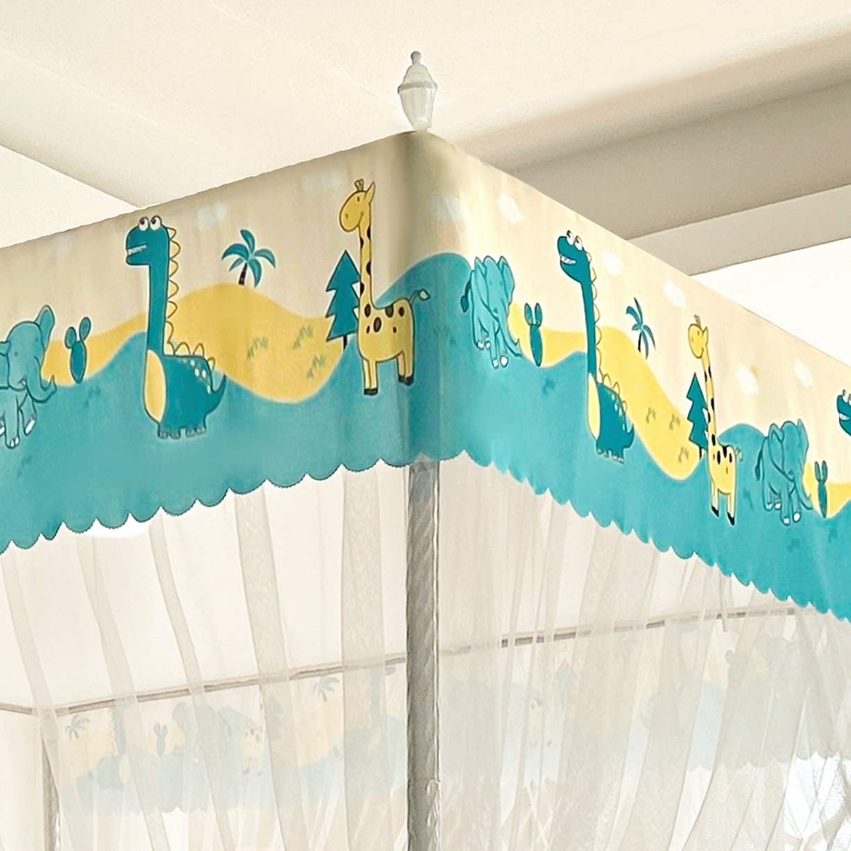 91家纺网 家纺一手货源 找家纺 初心家纺 2026新款宫廷落地印花款蚊帐-场景二 动物世界