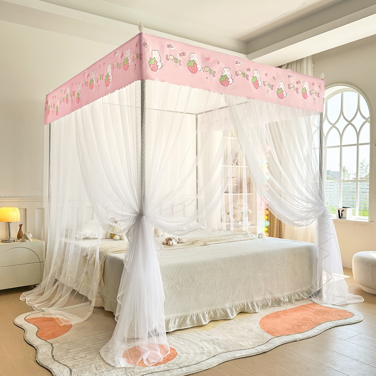 91家纺网 家纺一手货源 找家纺 （总）初心家纺 2026新款宫廷落地印花款蚊帐-场景二