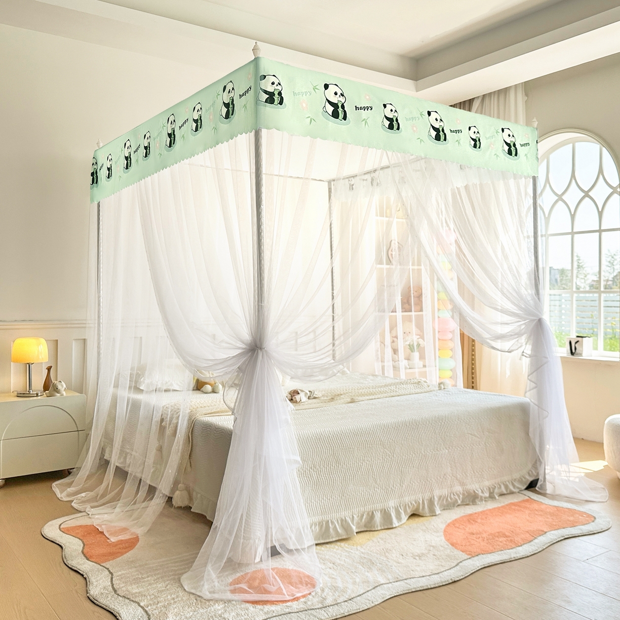 91家纺网 家纺一手货源 找家纺 初心家纺 2026新款宫廷落地印花款蚊帐-场景二 快乐国宝