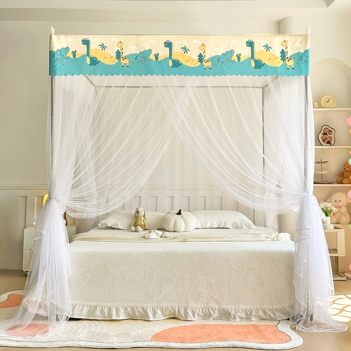 91家纺网 家纺一手货源 找家纺 初心家纺 2026新款宫廷落地印花款蚊帐-场景二 动物世界