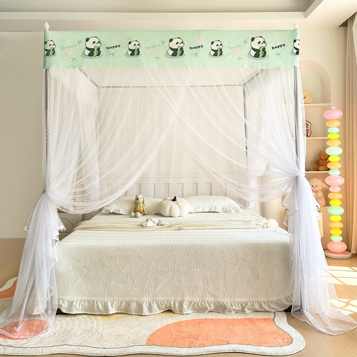 91家纺网 家纺一手货源 找家纺 初心家纺 2026新款宫廷落地印花款蚊帐-场景二 快乐国宝