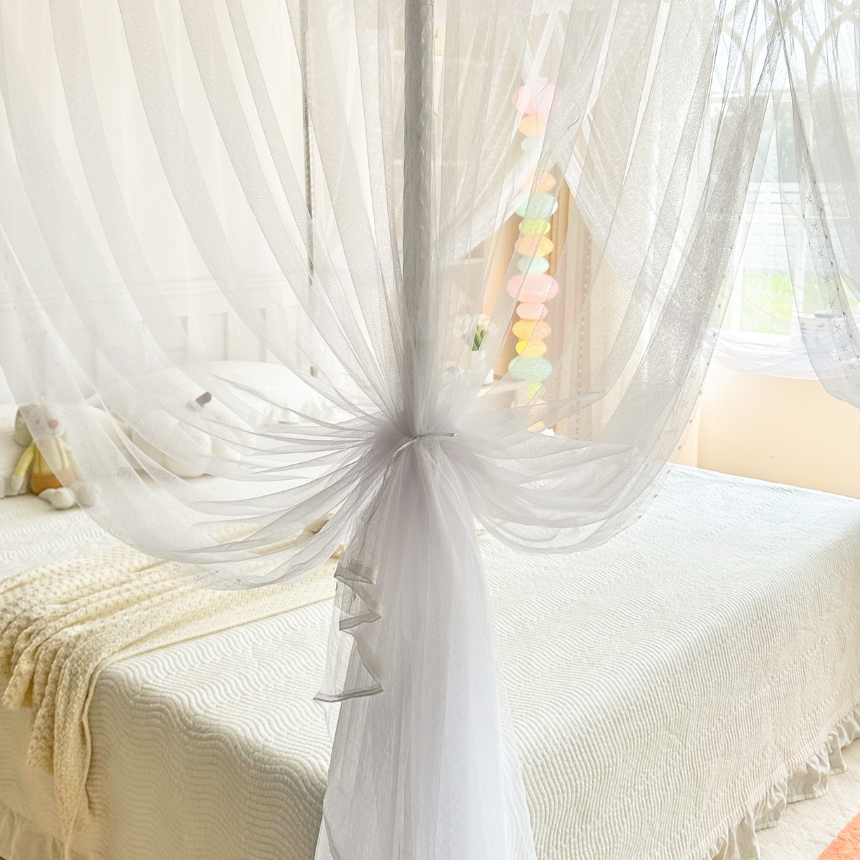 91家纺网 家纺一手货源 找家纺 初心家纺 2026新款宫廷落地印花款蚊帐-场景二 中国风