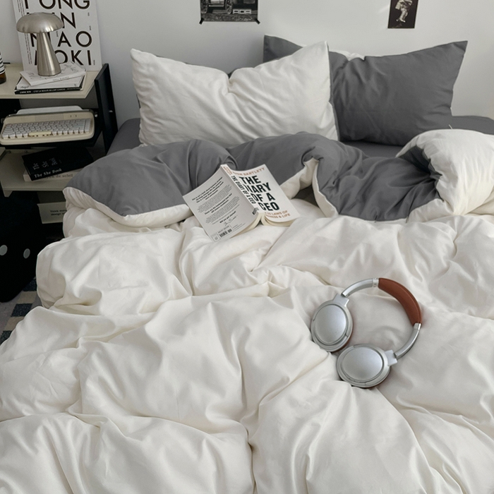 91家纺网 家纺一手货源 找家纺 贝拉梦家纺 2026新款无印风高克重加厚云感棉三件套四件套单被套系列 雾屿白灰