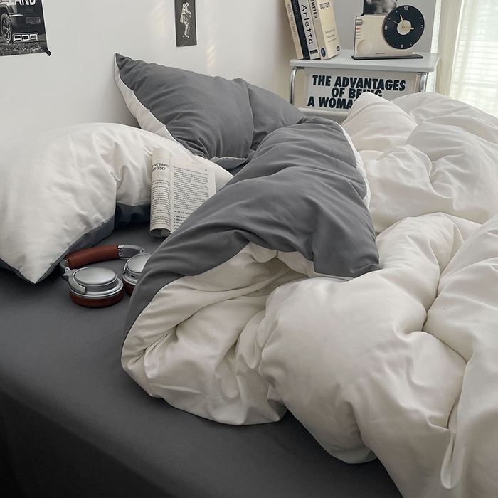 91家纺网 家纺一手货源 找家纺 贝拉梦家纺 2026新款无印风高克重加厚云感棉三件套四件套单被套系列 雾屿白灰