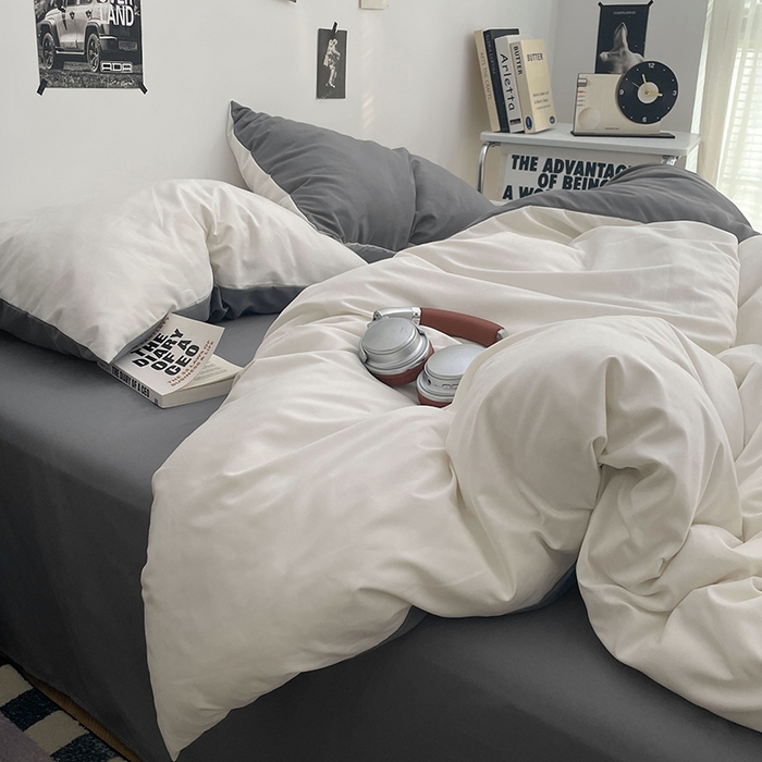 贝拉梦家纺 2026新款无印风高克重加厚云感棉三件套四件套单被套系列 雾屿白灰