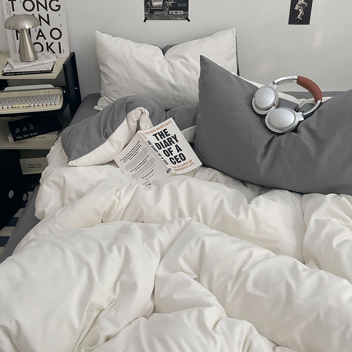 91家纺网 家纺一手货源 找家纺 贝拉梦家纺 2026新款无印风高克重加厚云感棉三件套四件套单被套系列 雾屿白灰