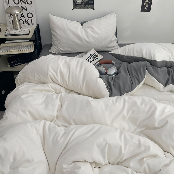 91家纺网 家纺一手货源 找家纺 贝拉梦家纺 2026新款无印风高克重加厚云感棉三件套四件套单被套系列 雾屿白灰