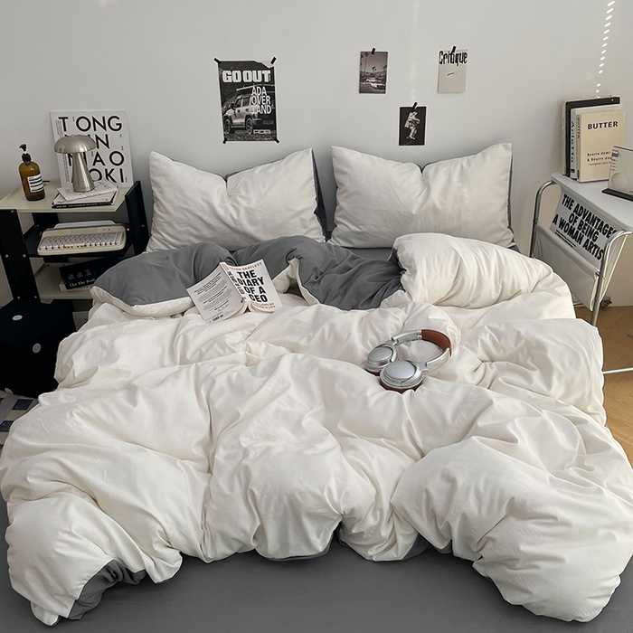 91家纺网 家纺一手货源 找家纺 贝拉梦家纺 2026新款无印风高克重加厚云感棉三件套四件套单被套系列 雾屿白灰