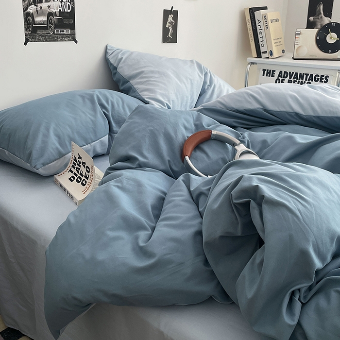 贝拉梦家纺 2026新款无印风高克重加厚云感棉三件套四件套单被套系列 海蓝雾蓝