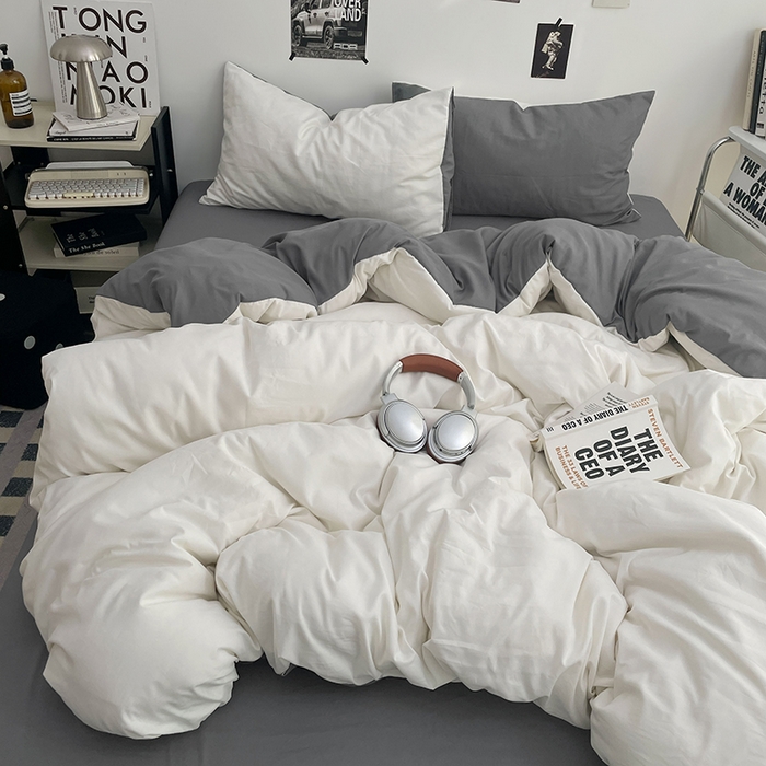 91家纺网 家纺一手货源 找家纺 贝拉梦家纺 2026新款无印风高克重加厚云感棉三件套四件套单被套系列 雾屿白灰