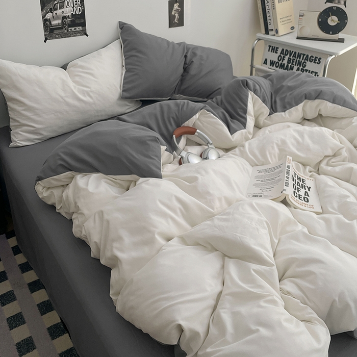 91家纺网 家纺一手货源 找家纺 贝拉梦家纺 2026新款无印风高克重加厚云感棉三件套四件套单被套系列 雾屿白灰