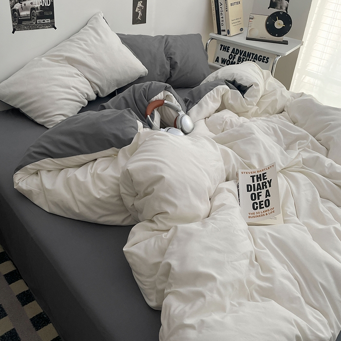 91家纺网 家纺一手货源 找家纺 贝拉梦家纺 2026新款无印风高克重加厚云感棉三件套四件套单被套系列 雾屿白灰