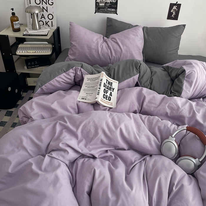 91家纺网 家纺一手货源 找家纺 贝拉梦家纺 2026新款无印风高克重加厚云感棉三件套四件套单被套系列 雾紫深眠