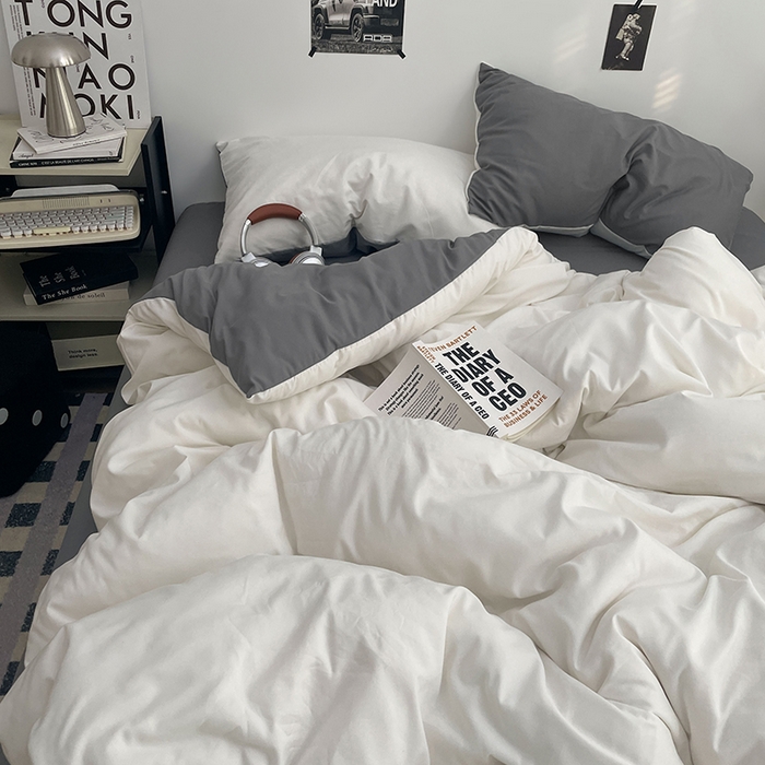 91家纺网 家纺一手货源 找家纺 贝拉梦家纺 2026新款无印风高克重加厚云感棉三件套四件套单被套系列 雾屿白灰