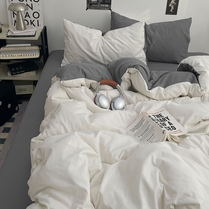 91家纺网 家纺一手货源 找家纺 贝拉梦家纺 2026新款无印风高克重加厚云感棉三件套四件套单被套系列 雾屿白灰