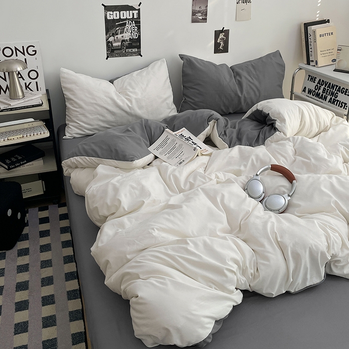 91家纺网 家纺一手货源 找家纺 贝拉梦家纺 2026新款无印风高克重加厚云感棉三件套四件套单被套系列 雾屿白灰