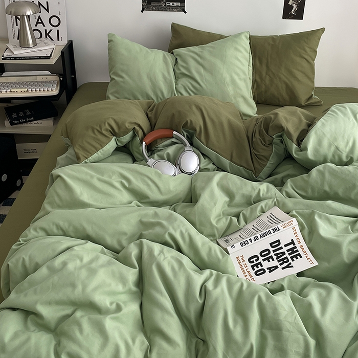 91家纺网 家纺一手货源 找家纺 贝拉梦家纺 2026新款无印风高克重加厚云感棉三件套四件套单被套系列 青野慢调