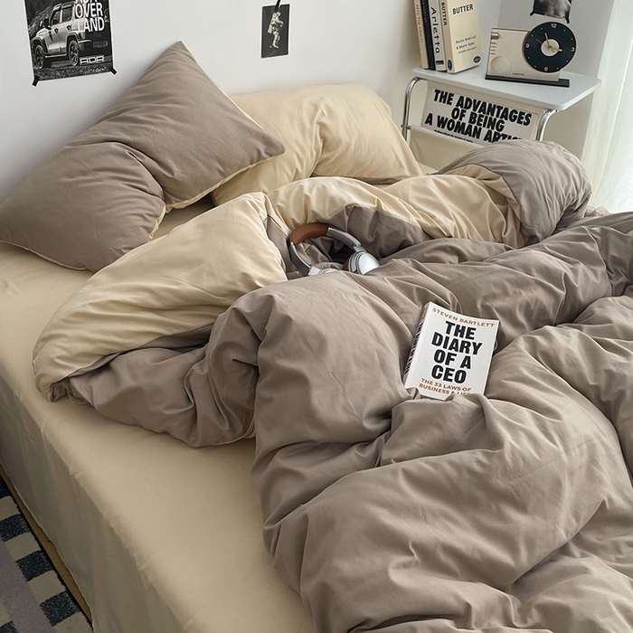 91家纺网 家纺一手货源 找家纺 贝拉梦家纺 2026新款无印风高克重加厚云感棉三件套四件套单被套系列 奶咖绒语