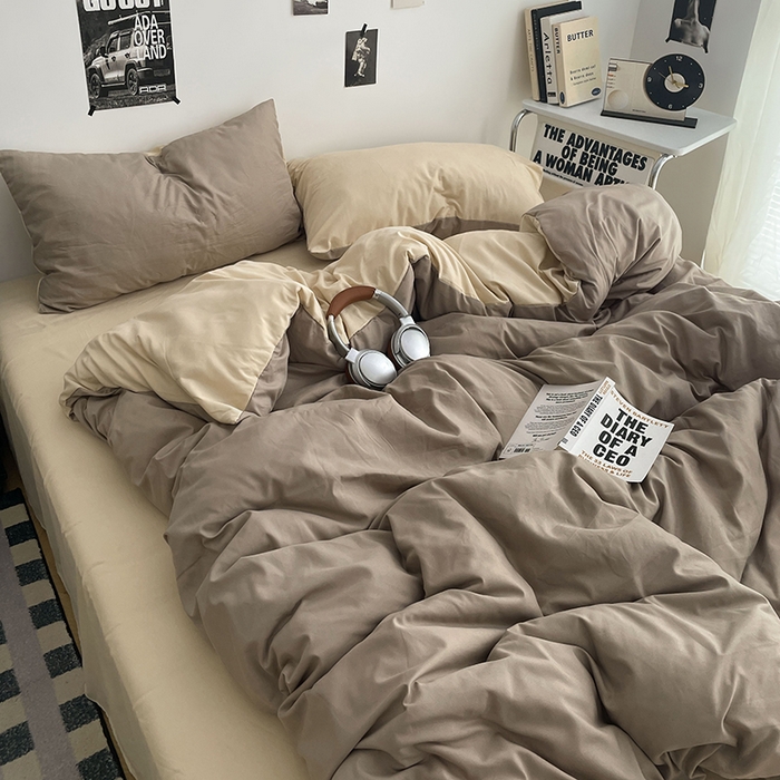 91家纺网 家纺一手货源 找家纺 贝拉梦家纺 2026新款无印风高克重加厚云感棉三件套四件套单被套系列 奶咖绒语