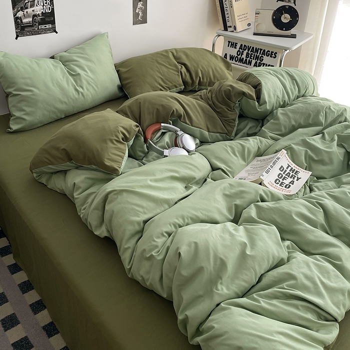 91家纺网 家纺一手货源 找家纺 贝拉梦家纺 2026新款无印风高克重加厚云感棉三件套四件套单被套系列 青野慢调