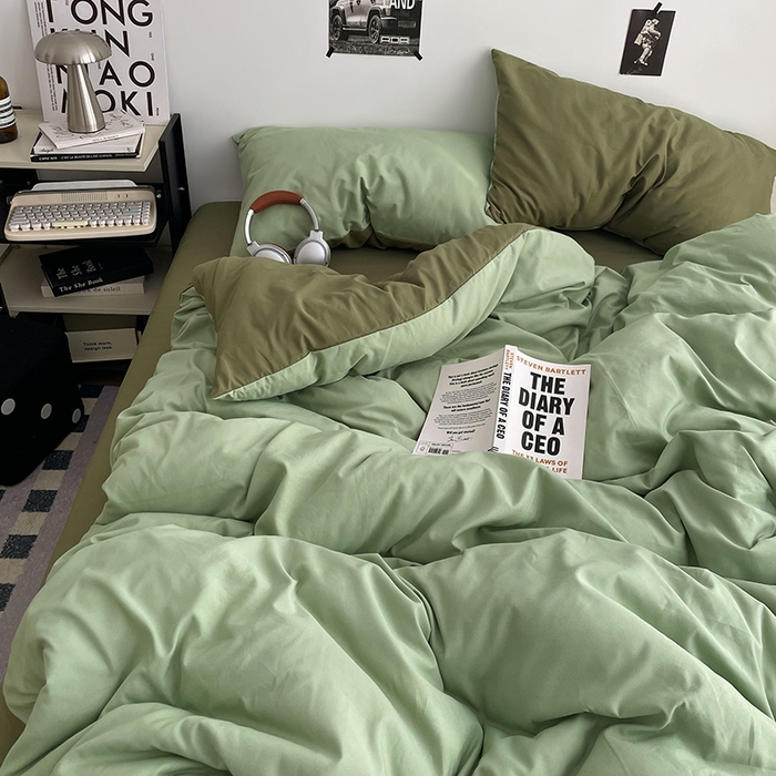 91家纺网 家纺一手货源 找家纺 贝拉梦家纺 2026新款无印风高克重加厚云感棉三件套四件套单被套系列 青野慢调