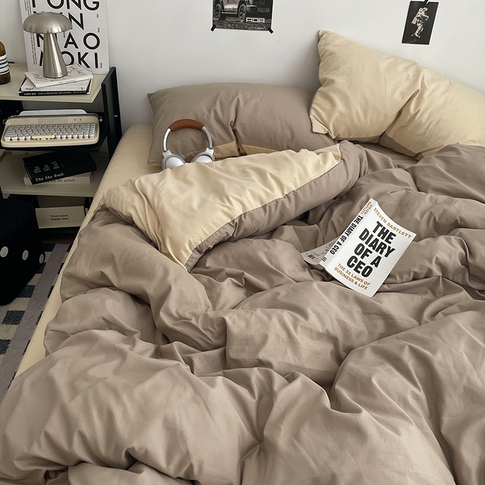 91家纺网 家纺一手货源 找家纺 贝拉梦家纺 2026新款无印风高克重加厚云感棉三件套四件套单被套系列 奶咖绒语