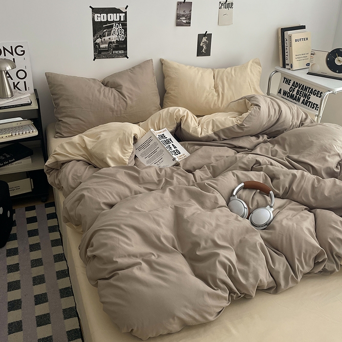 91家纺网 家纺一手货源 找家纺 贝拉梦家纺 2026新款无印风高克重加厚云感棉三件套四件套单被套系列 奶咖绒语