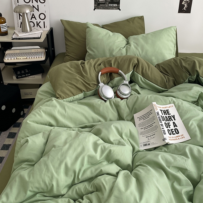 91家纺网 家纺一手货源 找家纺 贝拉梦家纺 2026新款无印风高克重加厚云感棉三件套四件套单被套系列 青野慢调