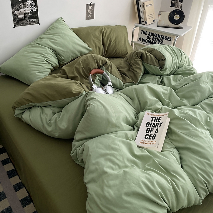 91家纺网 家纺一手货源 找家纺 贝拉梦家纺 2026新款无印风高克重加厚云感棉三件套四件套单被套系列 青野慢调