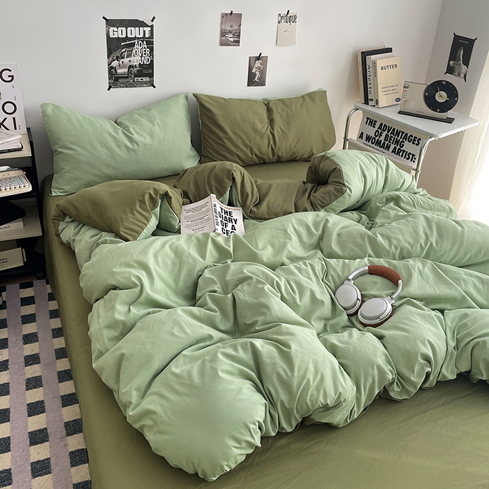 91家纺网 家纺一手货源 找家纺 贝拉梦家纺 2026新款无印风高克重加厚云感棉三件套四件套单被套系列 青野慢调