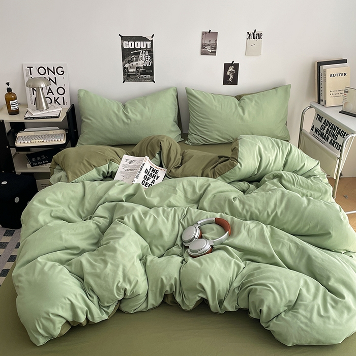 91家纺网 家纺一手货源 找家纺 贝拉梦家纺 2026新款无印风高克重加厚云感棉三件套四件套单被套系列 青野慢调