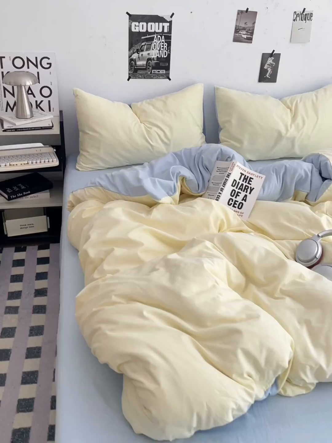 91家纺网 家纺一手货源 找家纺 贝拉梦家纺 2026新款无印风高克重加厚云感棉三件套四件套单被套系列 云白映蓝