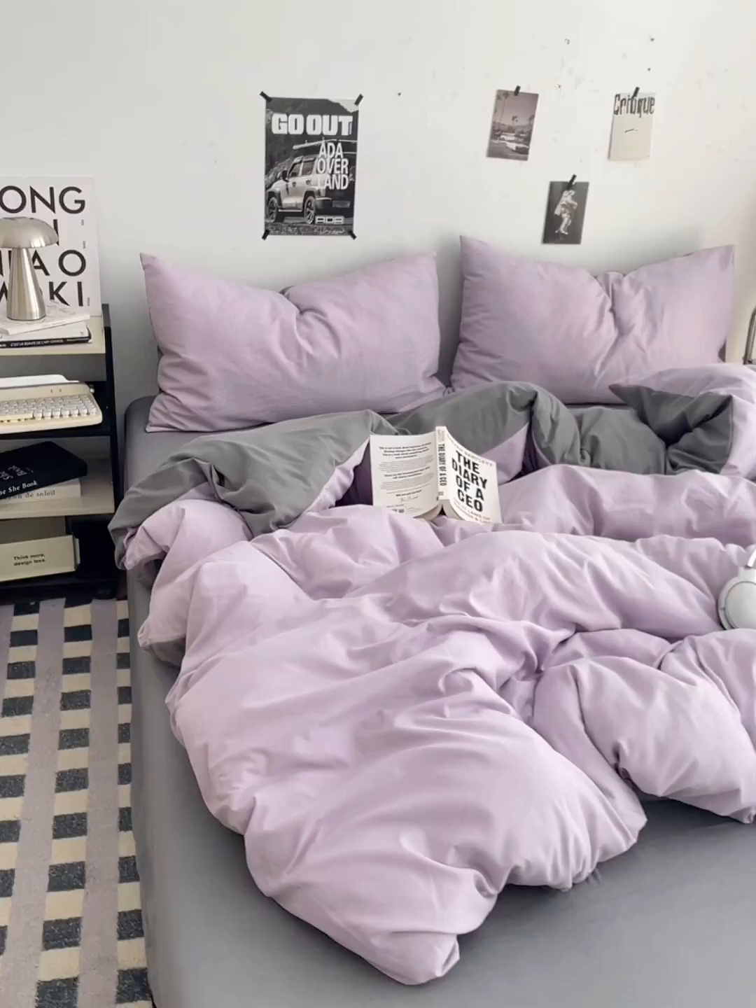 91家纺网 家纺一手货源 找家纺 贝拉梦家纺 2026新款无印风高克重加厚云感棉三件套四件套单被套系列 雾紫深眠