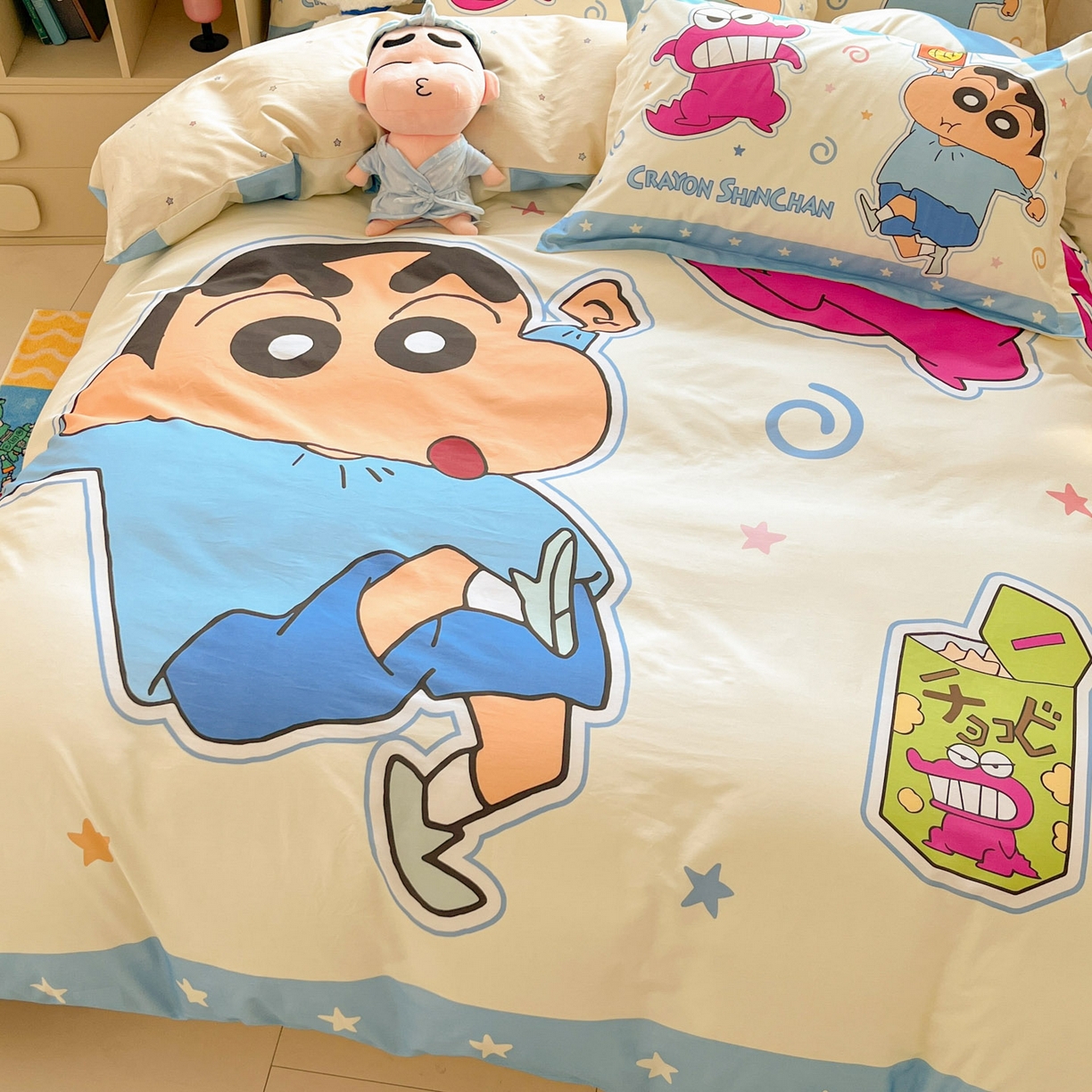 91家纺网 家纺一手货源 找家纺 （总）博雅 2026新款蜡笔小新正版授权全棉纯棉大版四件套