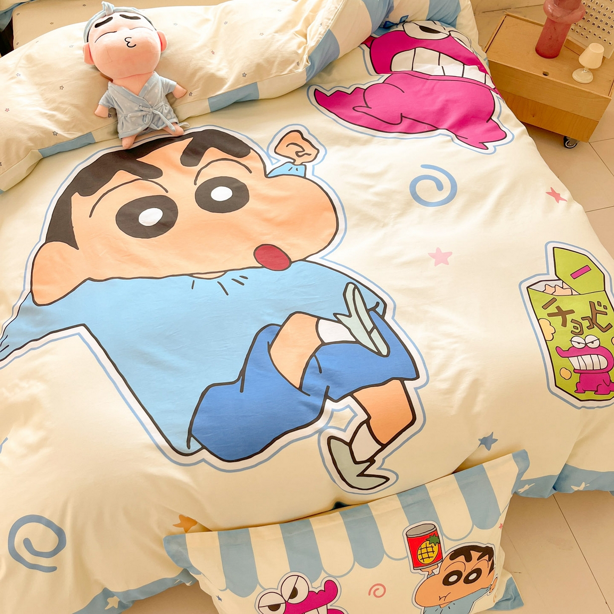 91家纺网 家纺一手货源 找家纺 （总）博雅 2026新款蜡笔小新正版授权全棉纯棉大版四件套