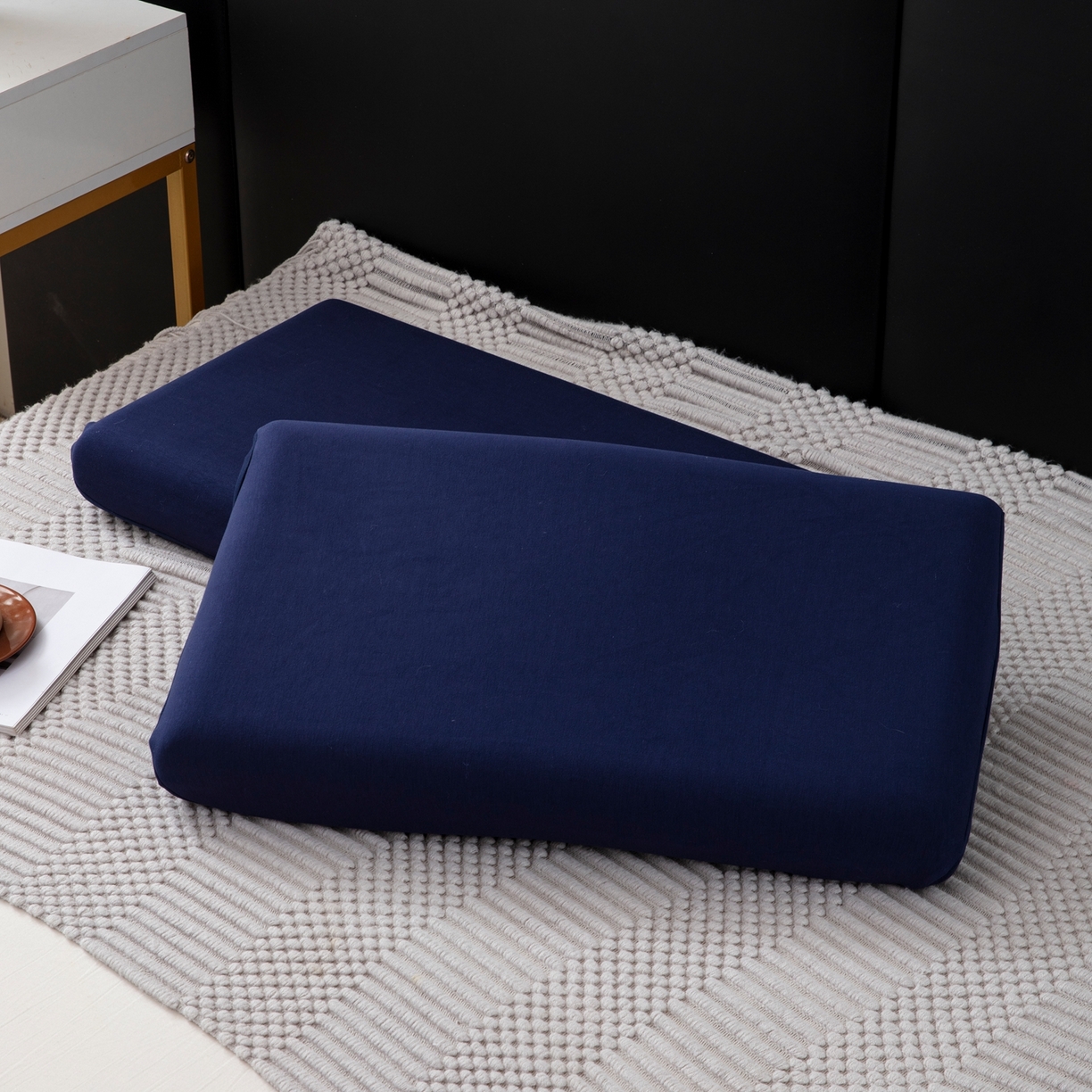 91家纺网 家纺一手货源 找家纺 胜诗梵 2026新款亚朵二代三代深睡单枕套枕套单件单品枕套 深蓝色