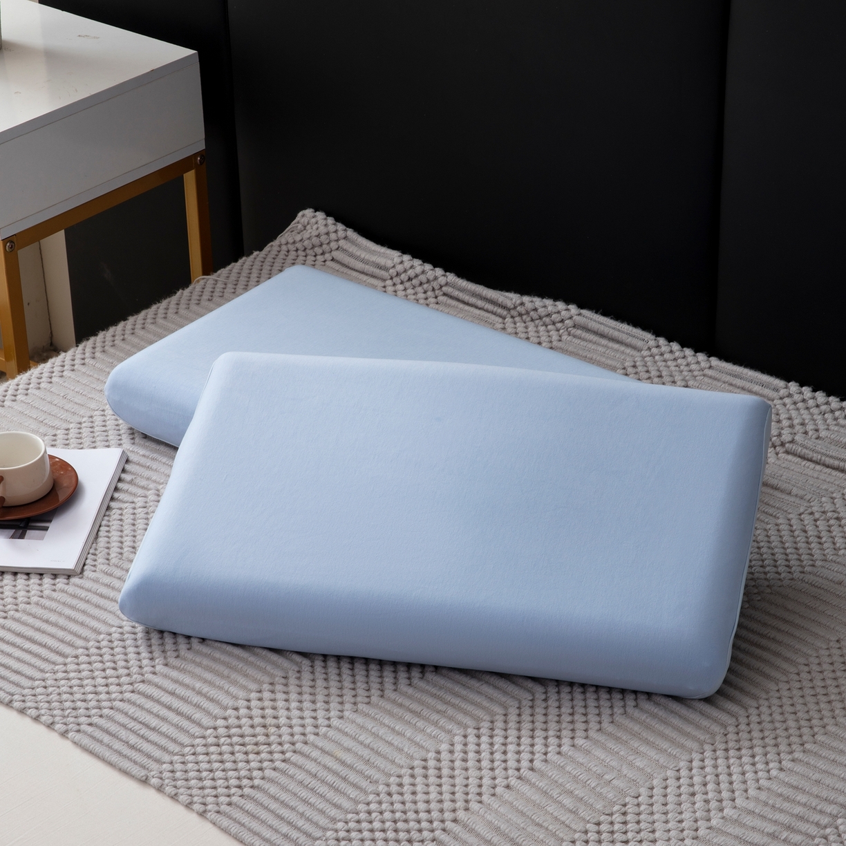 91家纺网 家纺一手货源 找家纺 胜诗梵 2026新款亚朵二代三代深睡单枕套枕套单件单品枕套 浅蓝色