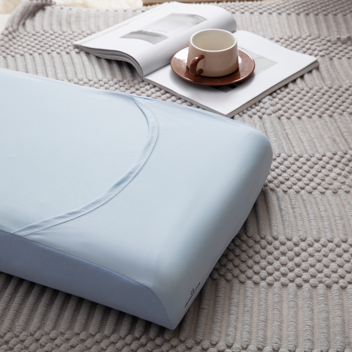 91家纺网 家纺一手货源 找家纺 胜诗梵 2026新款亚朵二代三代深睡单枕套枕套单件单品枕套 浅蓝色