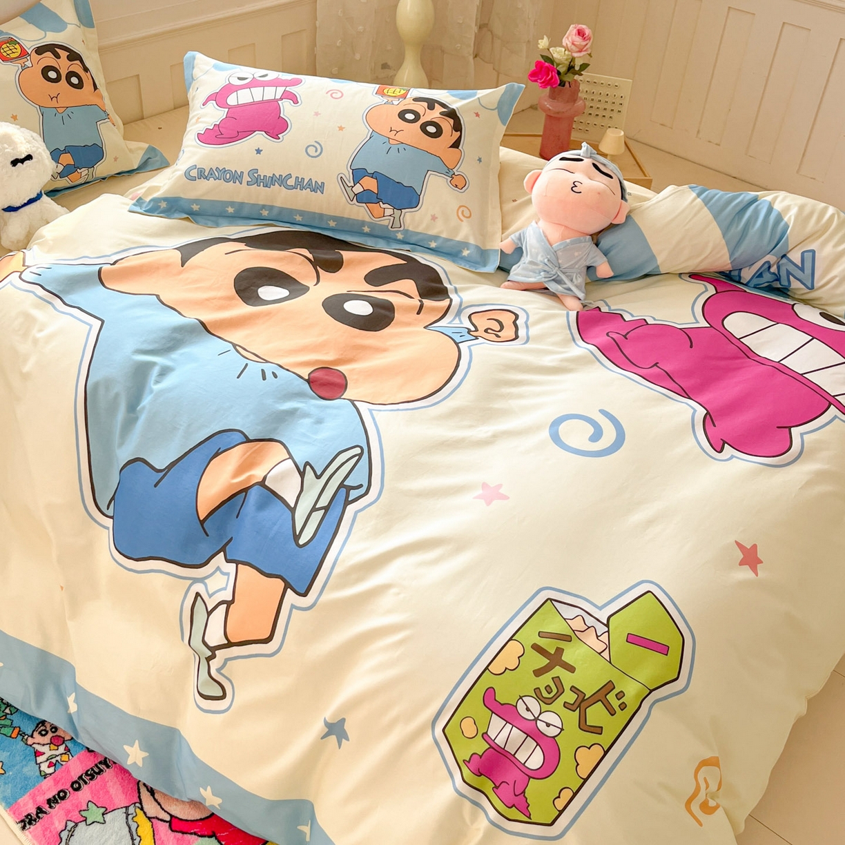 91家纺网 家纺一手货源 找家纺 （总）博雅 2026新款蜡笔小新正版授权全棉纯棉大版四件套