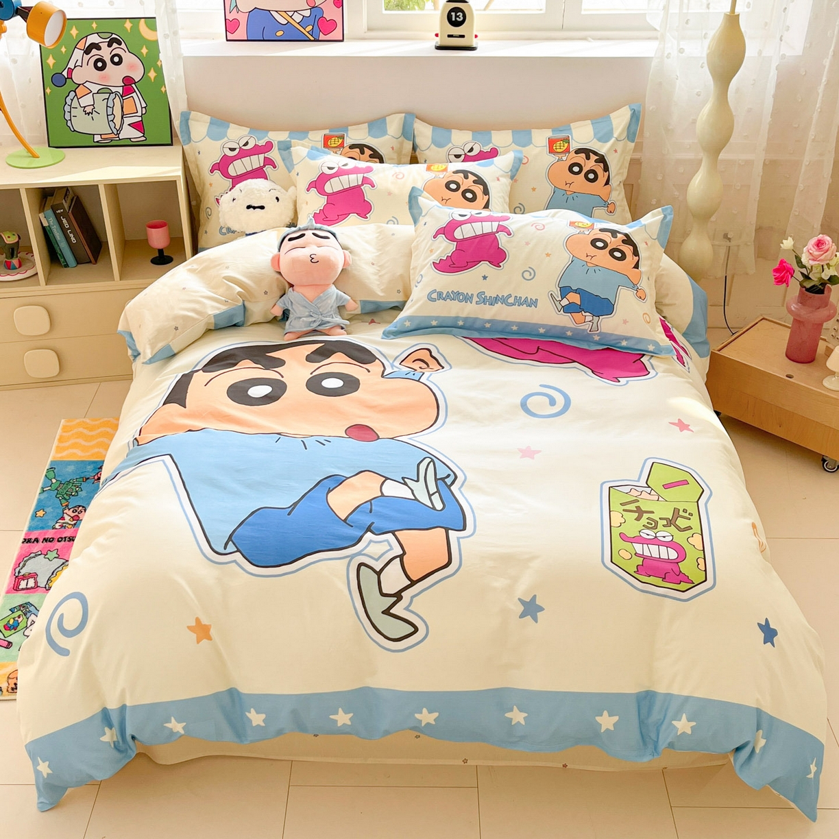 91家纺网 家纺一手货源 找家纺 （总）博雅 2026新款蜡笔小新正版授权全棉纯棉大版四件套