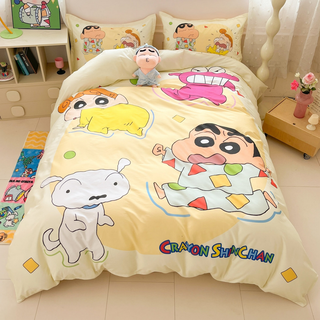 91家纺网 家纺一手货源 找家纺 （总）博雅 2026新款蜡笔小新正版授权全棉纯棉大版四件套