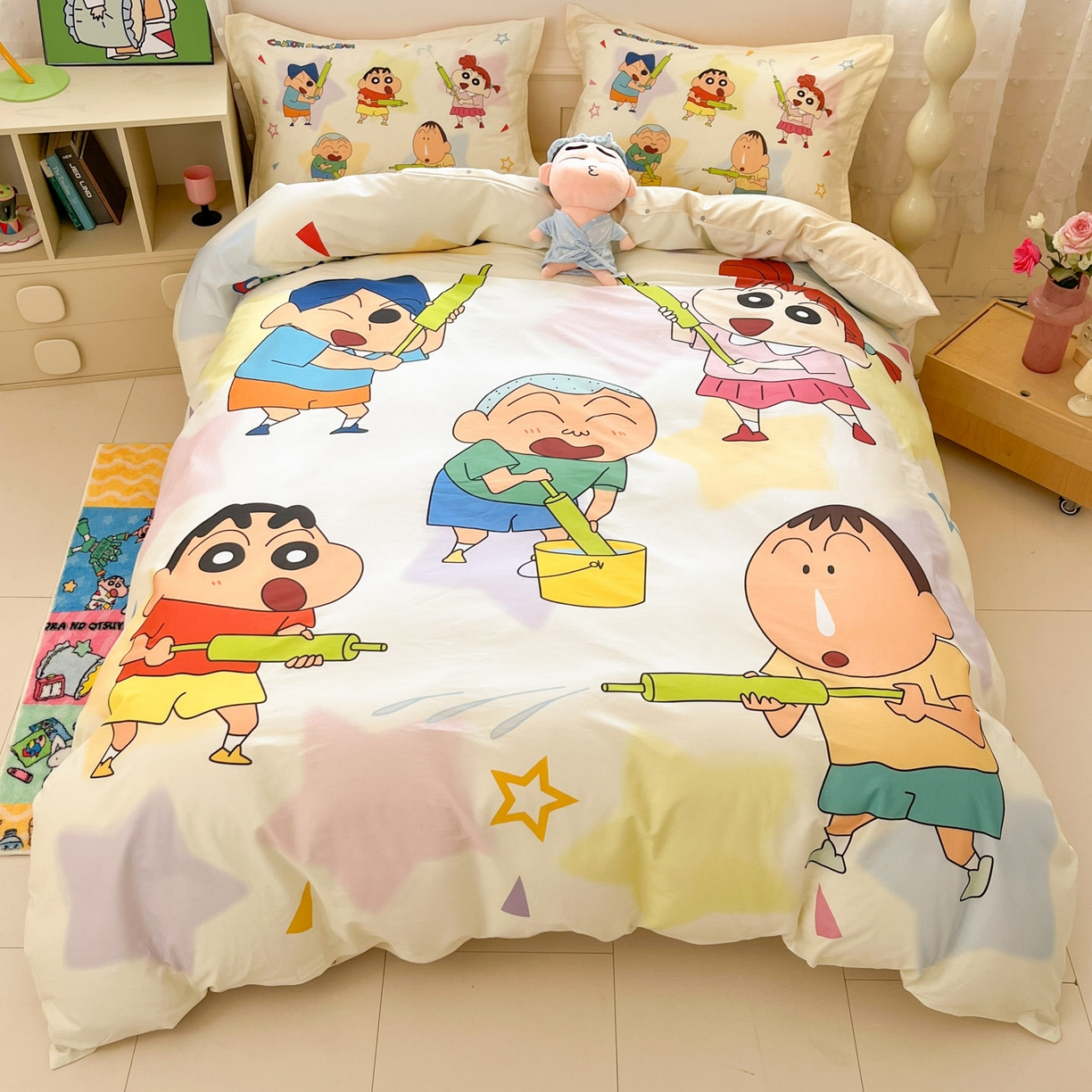 91家纺网 家纺一手货源 找家纺 （总）博雅 2026新款蜡笔小新正版授权全棉纯棉大版四件套