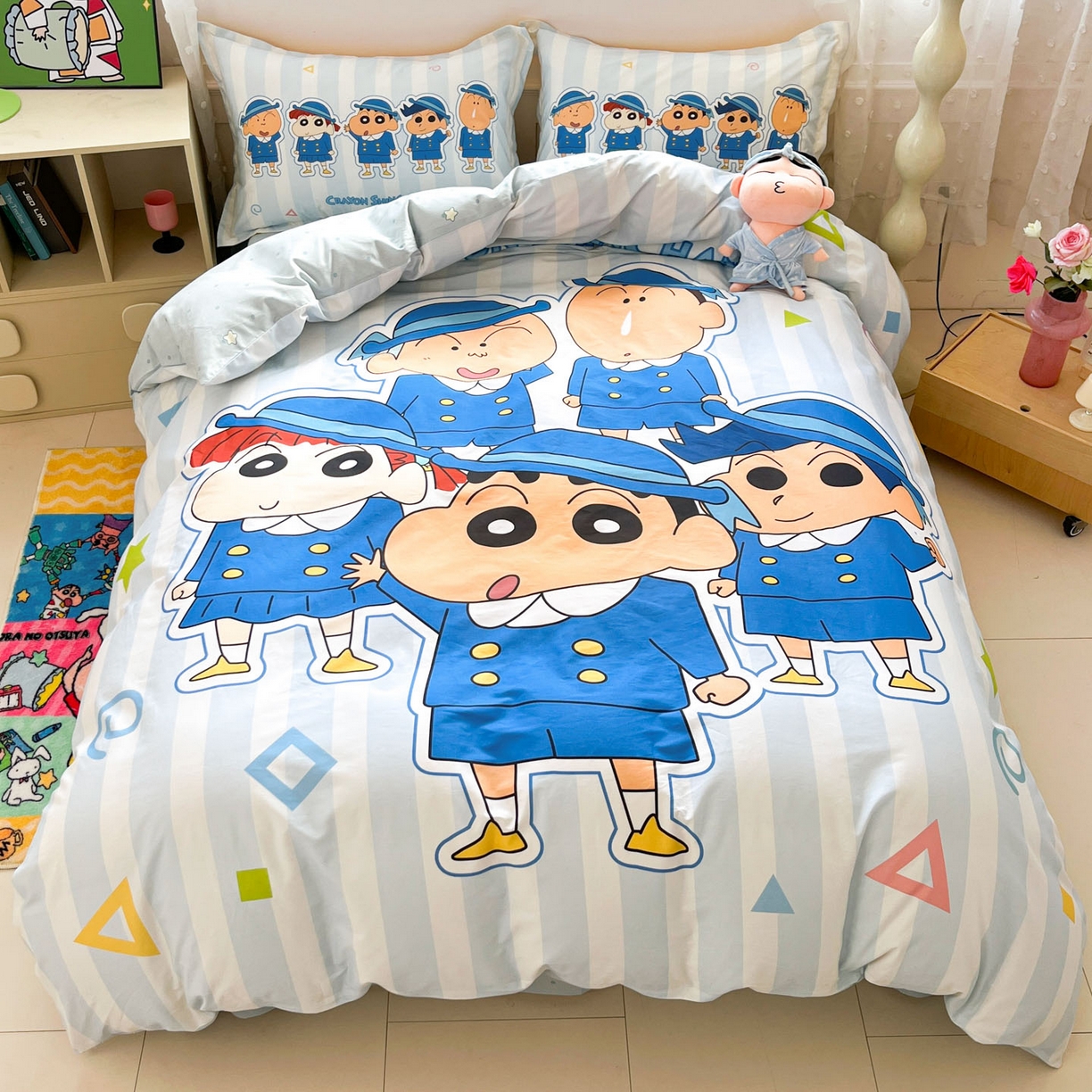 博雅 2026新款蜡笔小新正版授权全棉纯棉大版四件套 大版-春日部校服小新