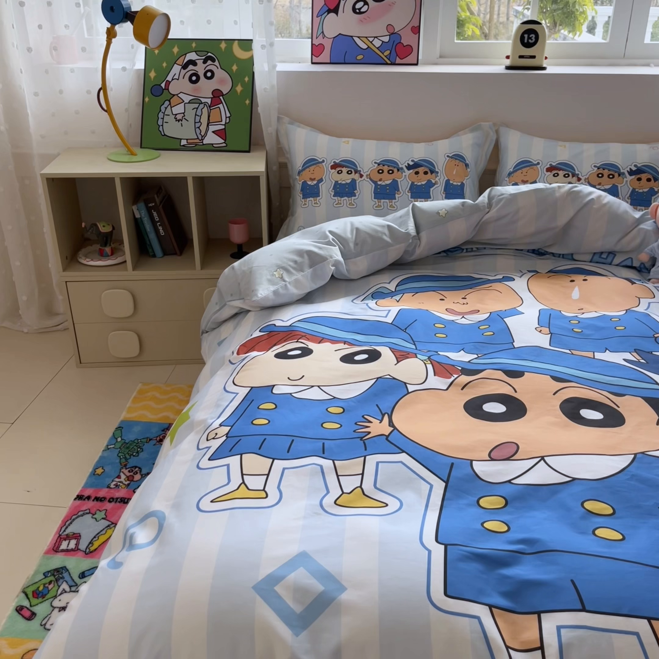 91家纺网 家纺一手货源 找家纺 博雅 2026新款蜡笔小新正版授权全棉纯棉大版四件套 大版-春日部校服小新