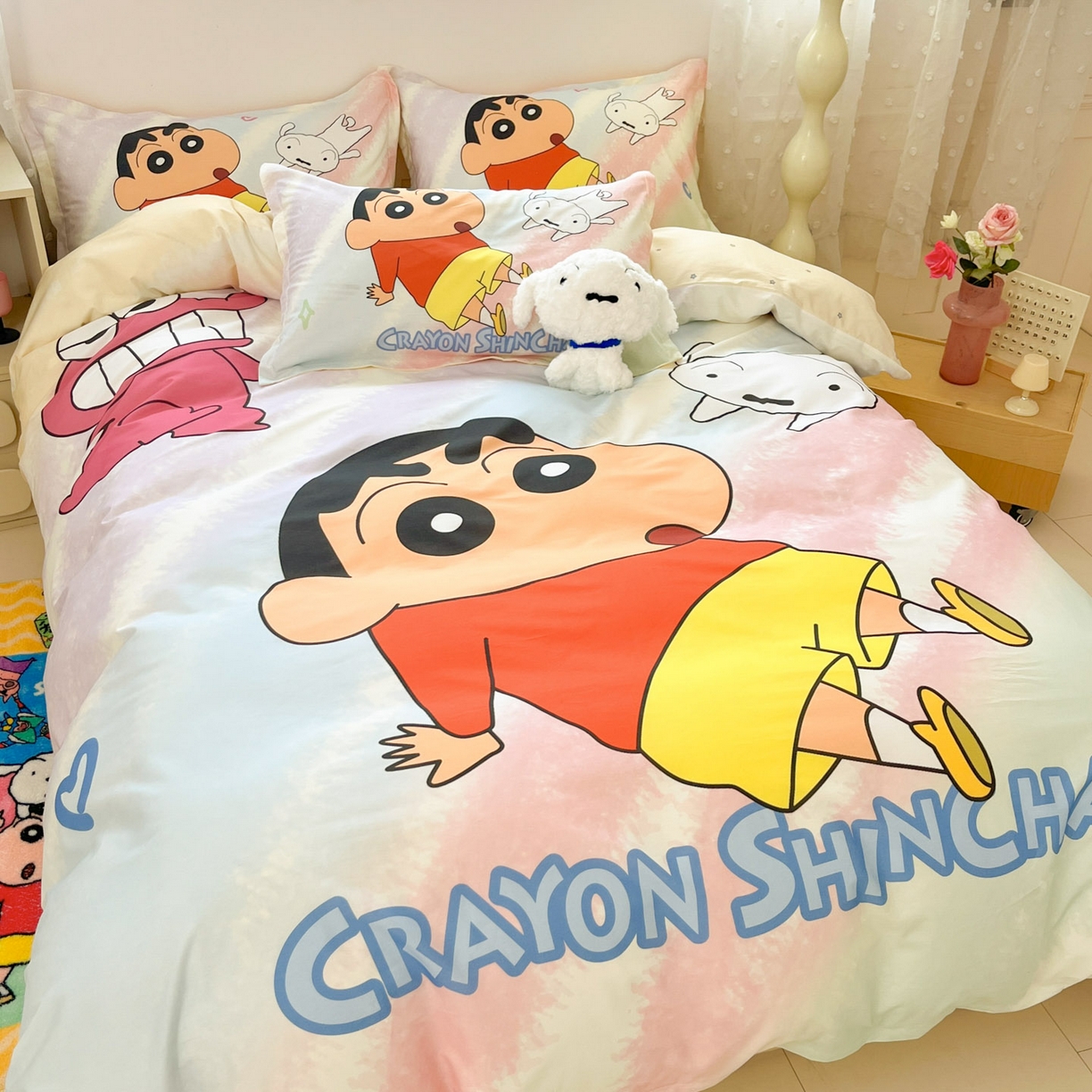 91家纺网 家纺一手货源 找家纺 博雅 2026新款蜡笔小新正版授权全棉纯棉大版四件套 大版-呆萌蜡笔小新